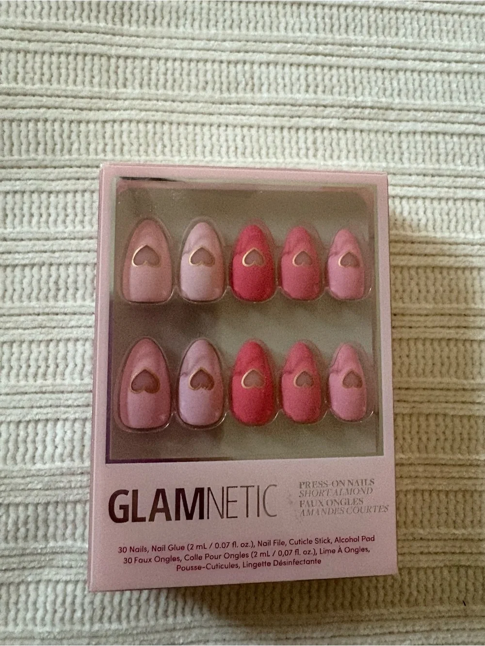 GLAMnetic Pink Gradient Press-On Nails with Heart Cutouts Matte in Love